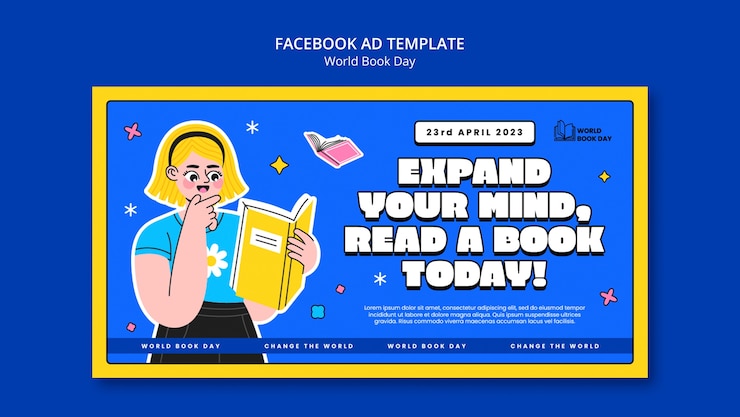 PSD Gratis templat facebook hari buku sedunia