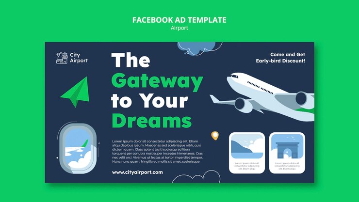 PSD Gratis templat facebook konsep bandara realistis
