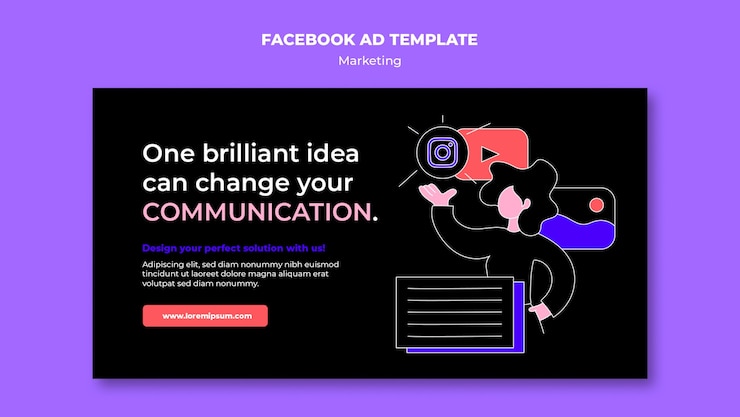 PSD Gratis templat facebook konsep pemasaran yang digambar tangan