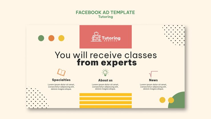 PSD Gratis templat facebook layanan bimbingan belajar