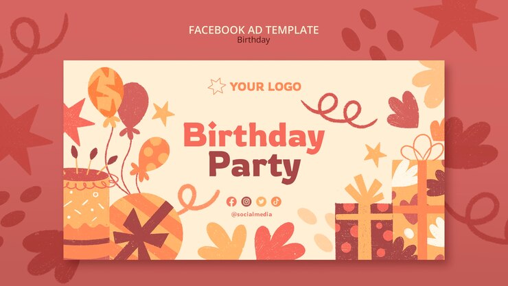 PSD Gratis templat facebook perayaan ulang tahun desain datar