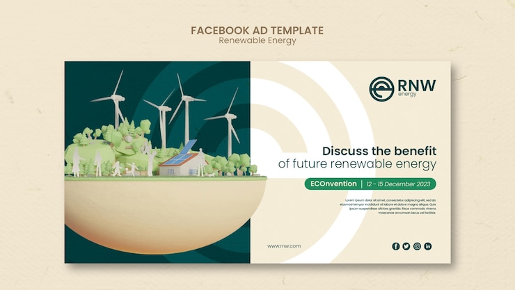 PSD Gratis templat facebook solusi energi terbarukan