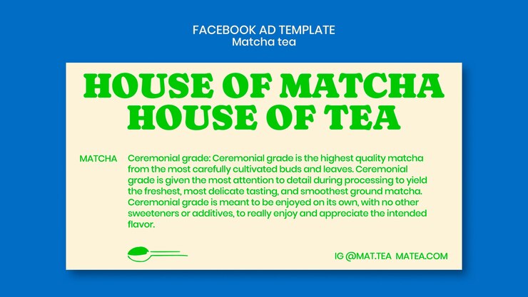 PSD Gratis templat facebook teh matcha yang digambar tangan