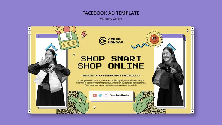 PSD Gratis templat facebook warna kitsch