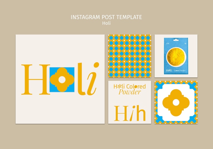 PSD Gratis templat festival holi desain datar