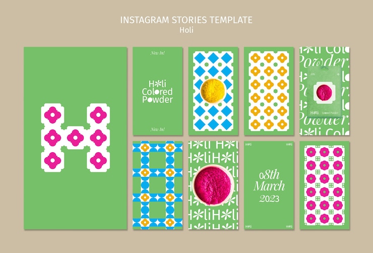 PSD Gratis templat festival holi desain datar