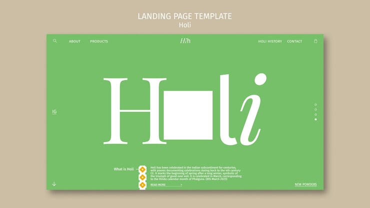 PSD Gratis templat festival holi desain datar