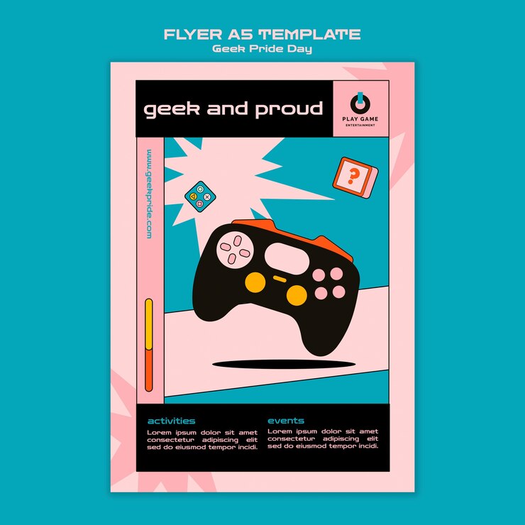 PSD Gratis templat flyer hari kebanggaan geek