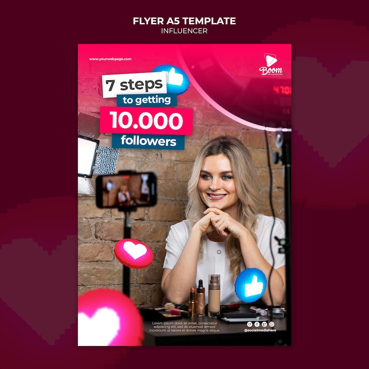 PSD Gratis templat flyer influencer dengan foto