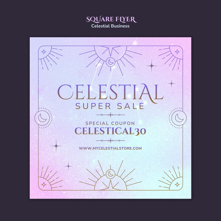 PSD Gratis templat flyer persegi gaya celestial gradien