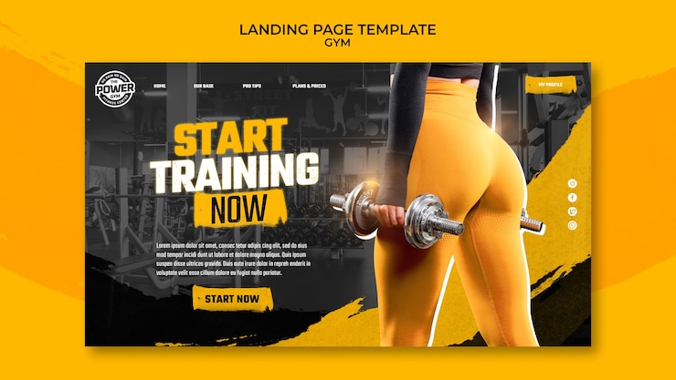 PSD Gratis templat gym dan kebugaran desain datar