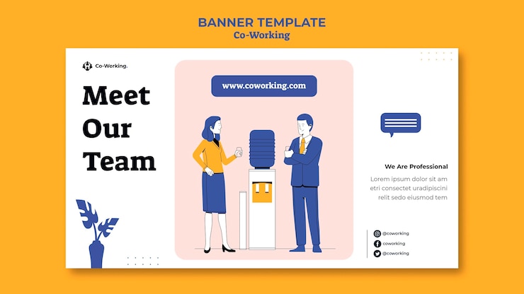 PSD Gratis templat halaman arahan co-working kreatif