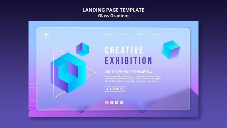 PSD Gratis templat halaman arahan pameran kreatif