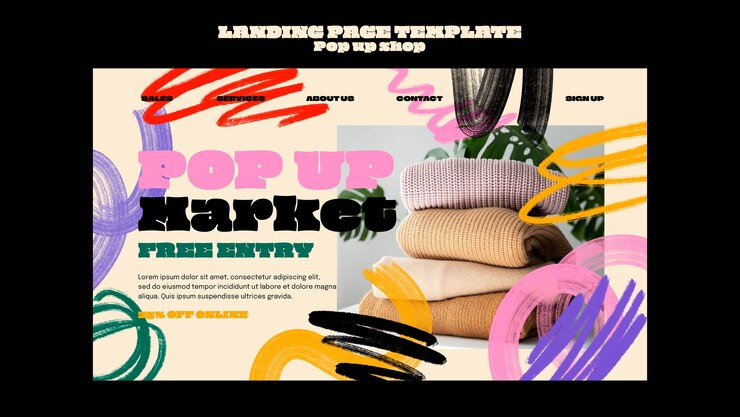PSD Gratis templat halaman arahan toko pop-up