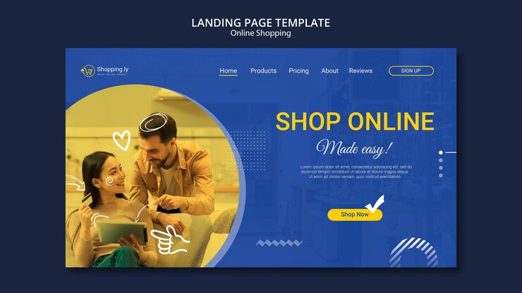 PSD Gratis templat halaman landas belanja online