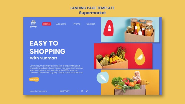 PSD Gratis templat halaman landas bisnis supermarket