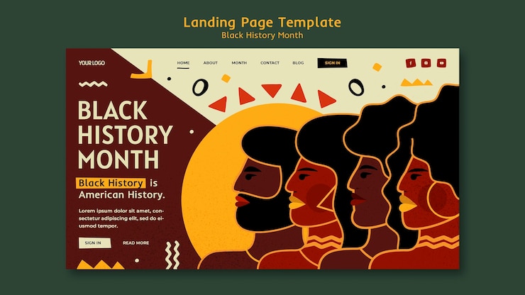 PSD Gratis templat halaman landas bulan sejarah hitam