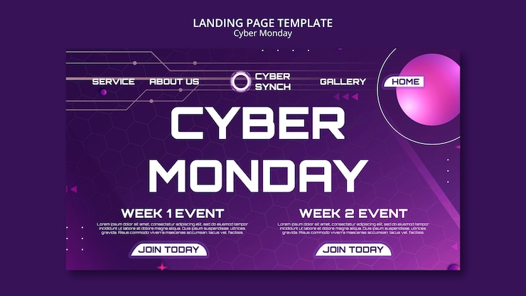 PSD Gratis templat halaman landas cyber monday