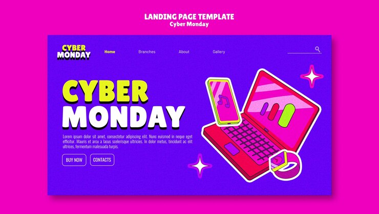 PSD Gratis templat halaman landas cyber monday