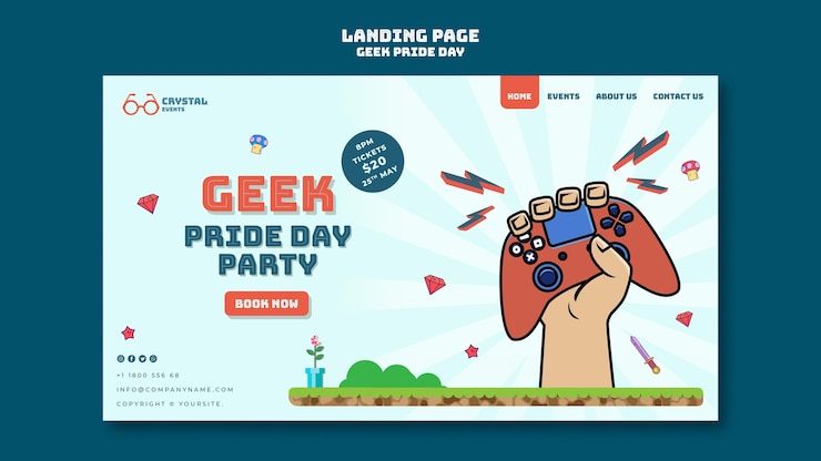 PSD Gratis templat halaman landas hari kebanggaan geek