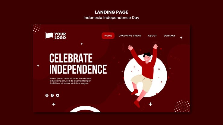 PSD Gratis templat halaman landas hari kemerdekaan indonesia