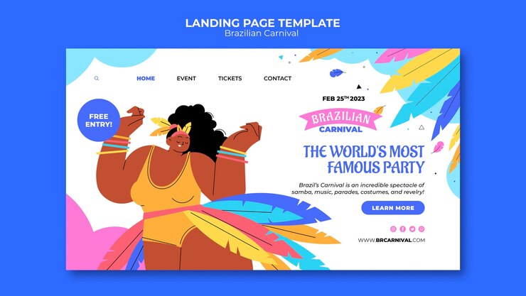PSD Gratis templat halaman landas karnaval brasil