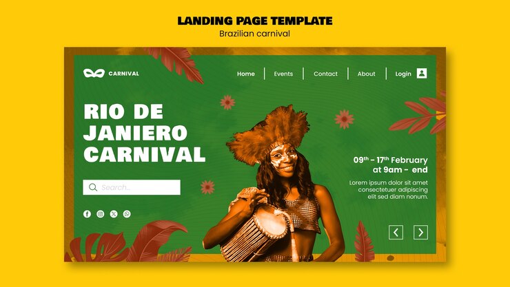 PSD Gratis templat halaman landas karnaval brasil