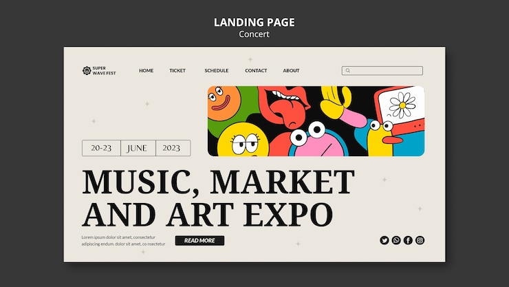 PSD Gratis templat halaman landas konser musik