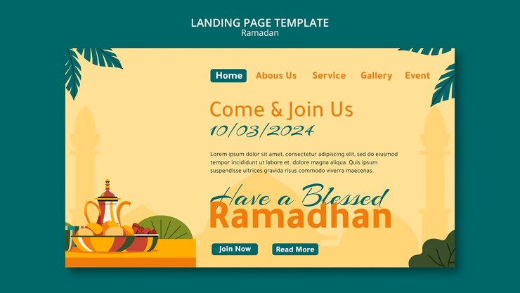 PSD Gratis templat halaman landas perayaan ramadan