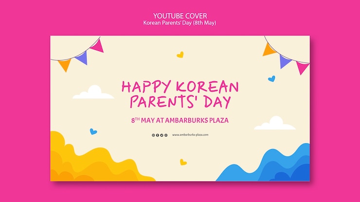 PSD Gratis templat hari orang tua korea desain datar