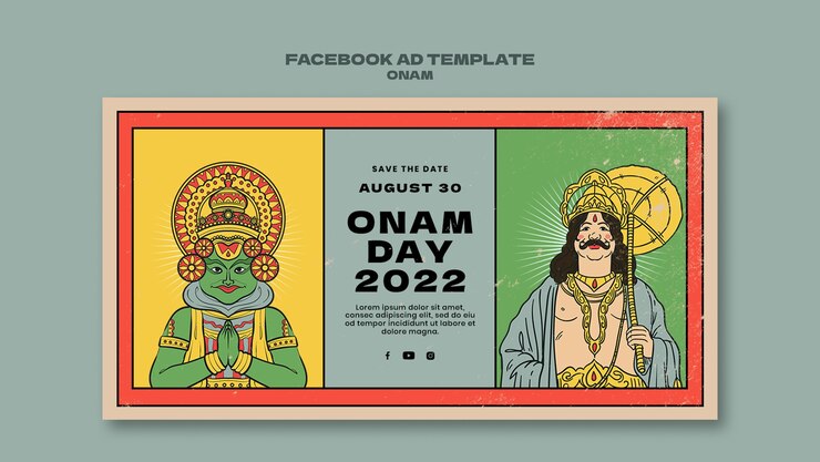PSD Gratis templat iklan facebook hari onam desain datar