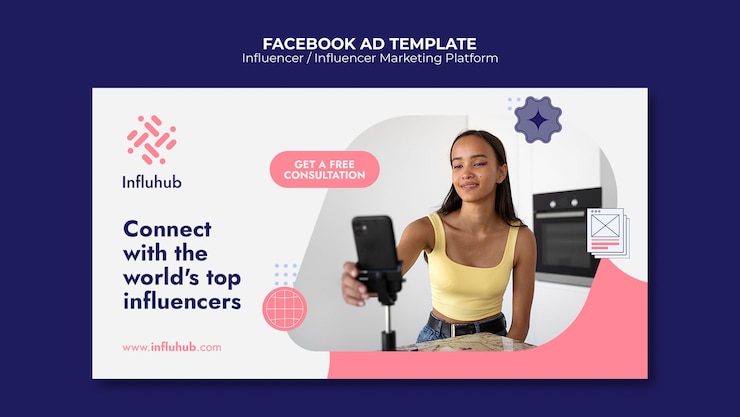 PSD Gratis templat influencer desain datar