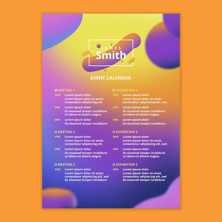 PSD Gratis templat kalender acara dengan latar belakang mystic fluid