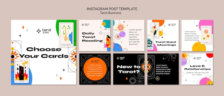 PSD Gratis templat kartu tarot desain datar