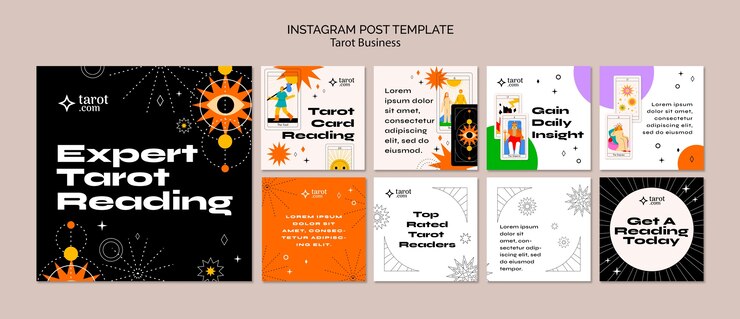 PSD Gratis templat kartu tarot desain datar