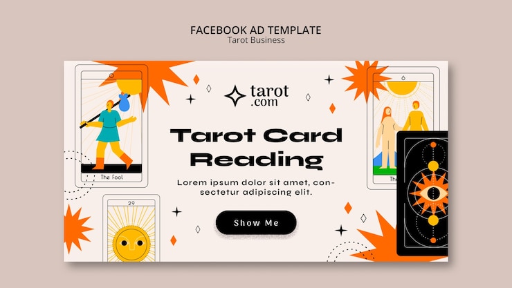 PSD Gratis templat kartu tarot desain datar