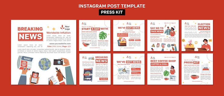 PSD Gratis templat kit pers desain datar