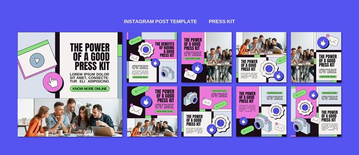 PSD Gratis templat kit pers desain datar