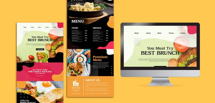 PSD Gratis templat konsep web makan siang