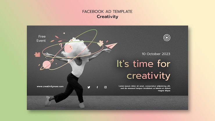 PSD Gratis templat kreativitas desain datar