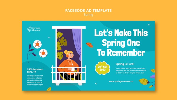 PSD Gratis templat musim semi desain datar