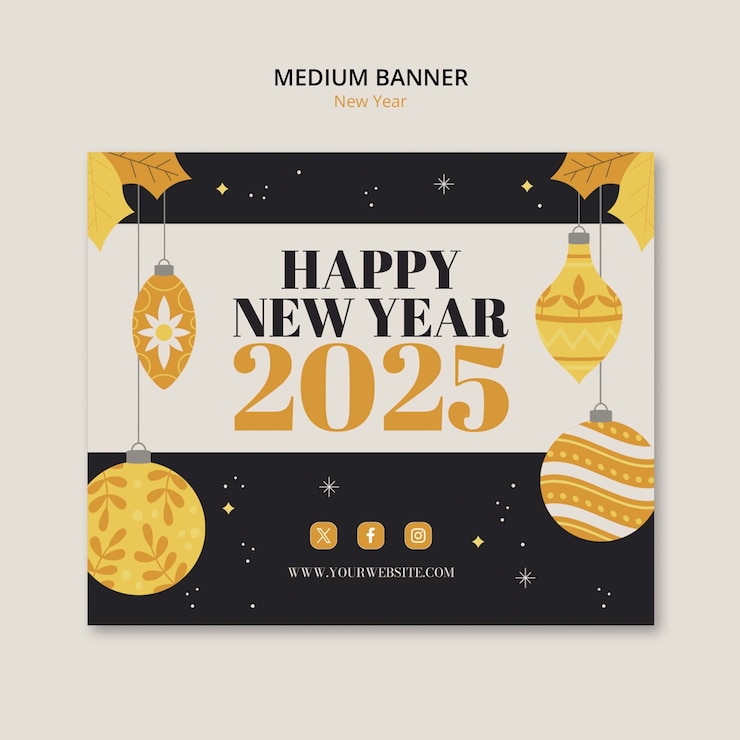 PSD Gratis templat perayaan tahun baru 2025
