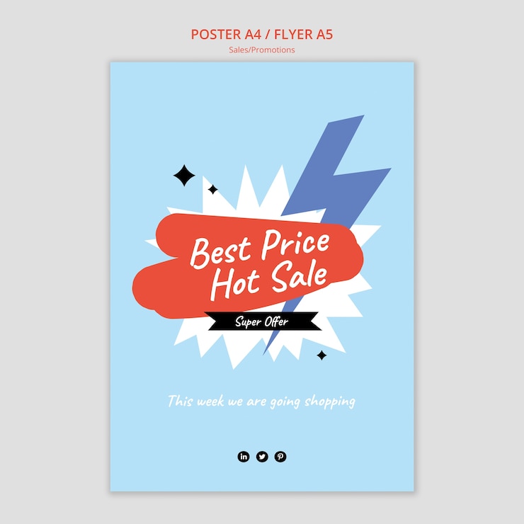 PSD Gratis templat poster diskon sale desain datar