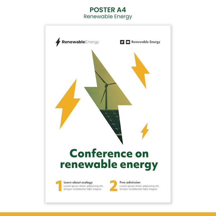 PSD Gratis templat poster energi terbarukan
