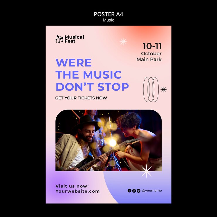 PSD Gratis templat poster festival musik
