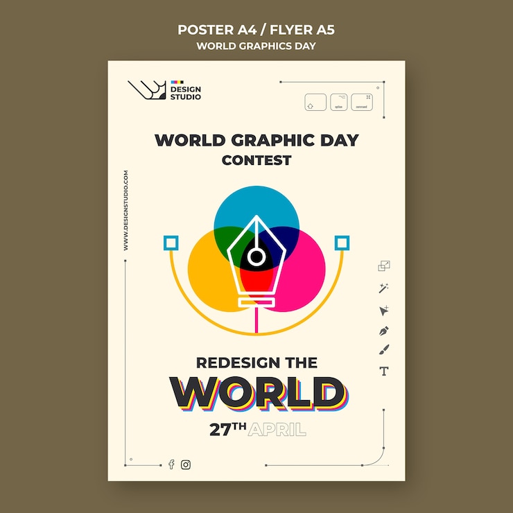 PSD Gratis templat poster hari grafis dunia