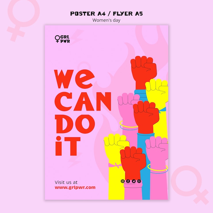 PSD Gratis templat poster hari wanita desain datar