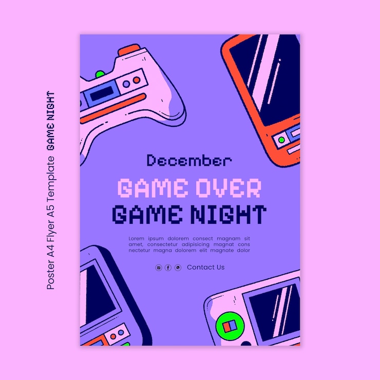 PSD Gratis templat poster malam game