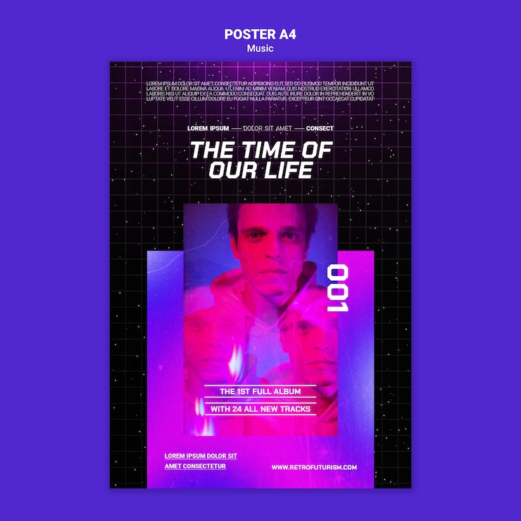 PSD Gratis templat poster musik futuristik