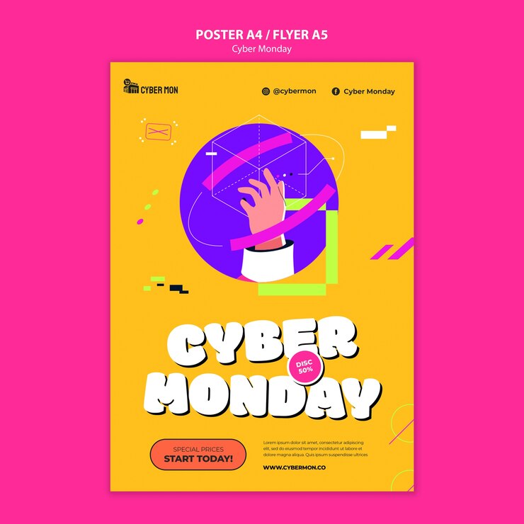 PSD Gratis templat poster penjualan cyber monday